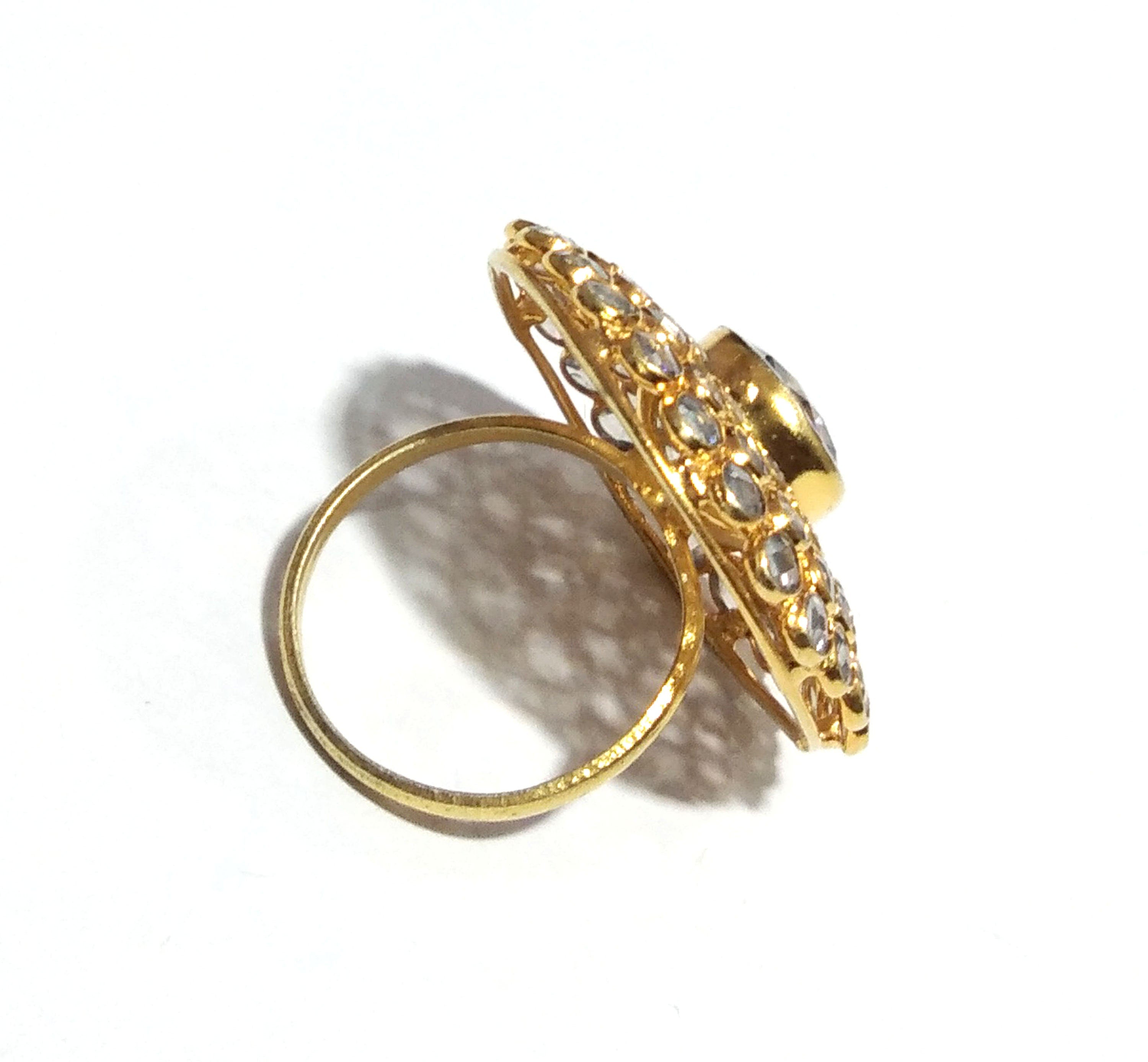 Natural White Zircon Stone Ring, 925 Solid Starling Silver Gold Plated Ring, Zircon Stone Size 10x10 mm to 2x2 mm Handmade Gift Ring